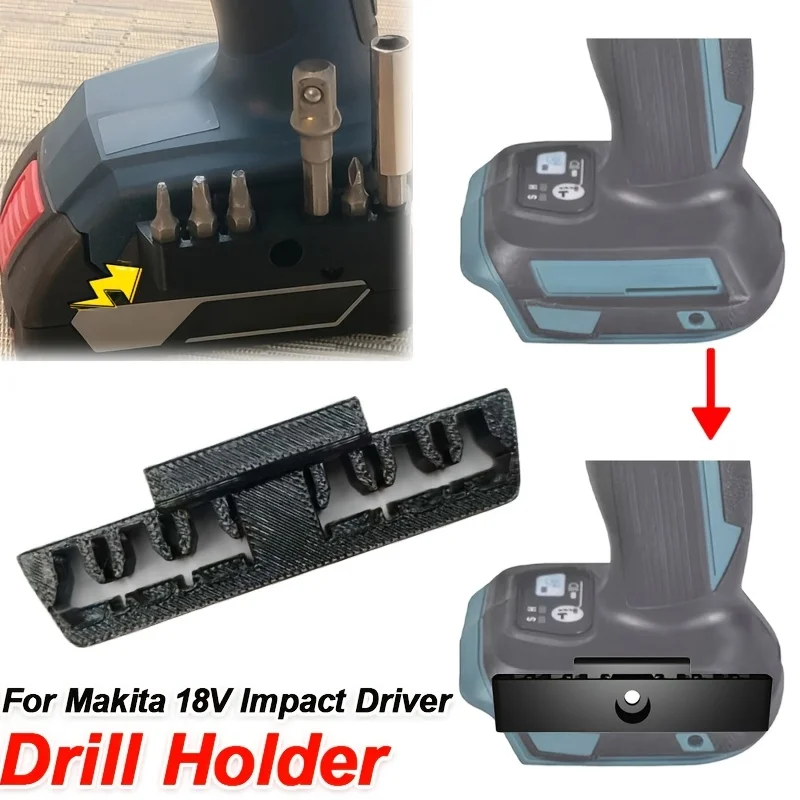 

Держатель для бит для ударного шуруповерта, подставка для хранения сверл с 6 слотами, органайзер для бит для электроинструментов, аксессуар для 18-вольтовых аккумуляторных шуруповертов.