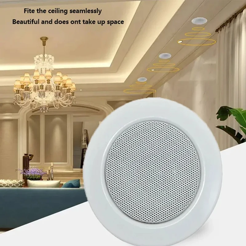 B34B-Bathroom 3Inch 8Ohm 6W Passive Ceiling Speaker Metal In-Ceiling Speaker Sound Quality Background Music System