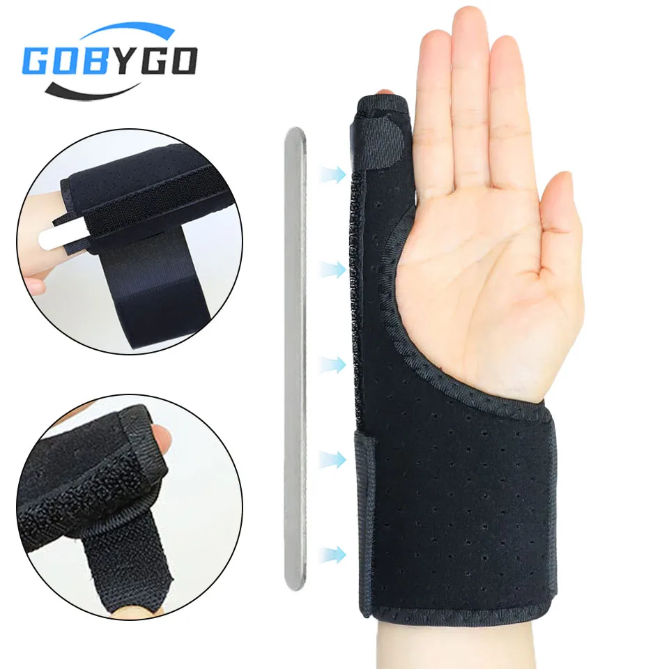 GOBYGO 1PC Finger Protectors Wrap Breathable Finger Guards Right Left Hand Fixation Tendon Sheath Support Aluminum Plate Support