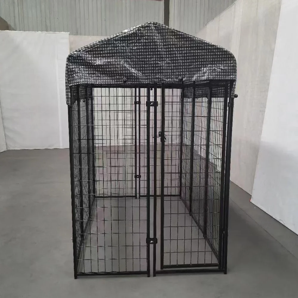 2024 factory sales Black color 4 ft x 4ft x 6 ft heavy outside welded wire mesh dog kennels