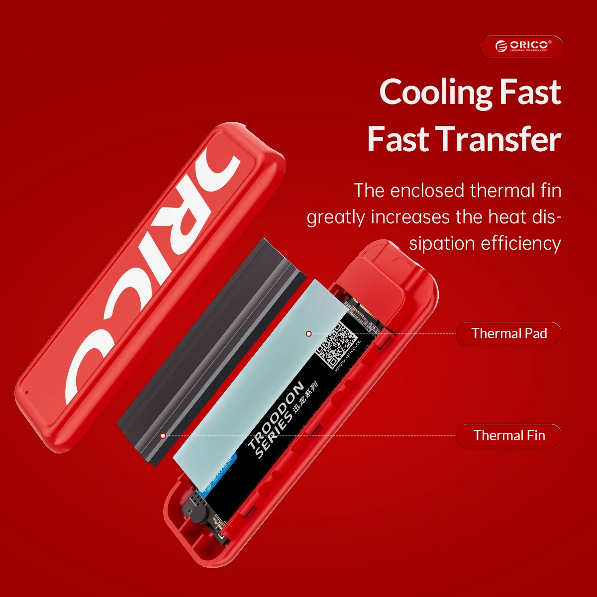 ORICO Nieuwe Trend M2-behuizing: USB 3.2 Gen2 Type-C, 6Gbps/10Gbps, Klassiek Rood Zwart, Smart Sleep