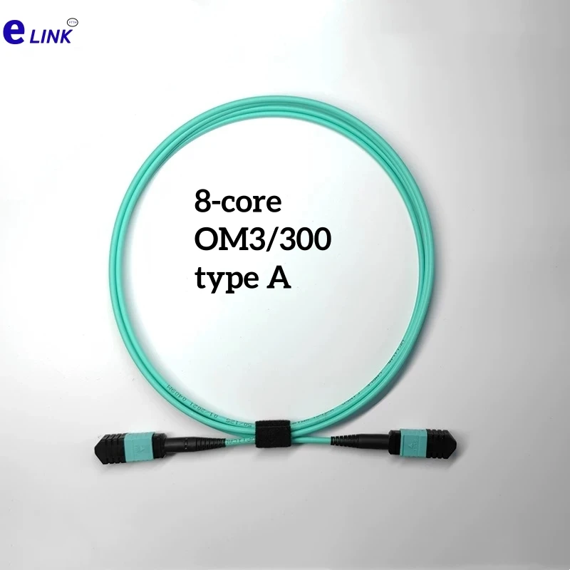 MPO-MPO fiber patchcord  8 core OM3/300 female male type A 2 3 5 10 15m optic patch lead aqua multimode 8C ftth jumper multimode