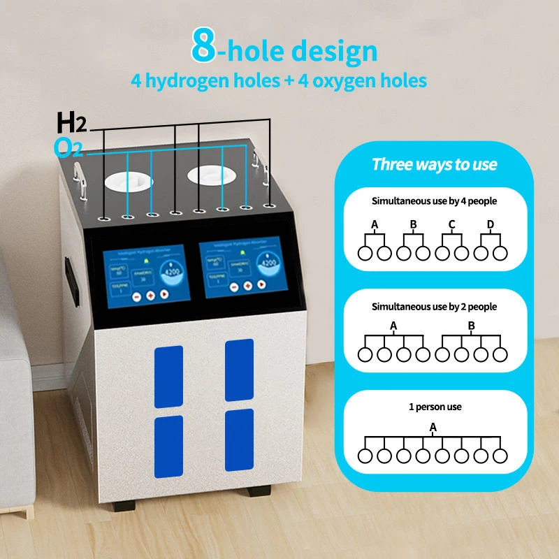 Home Wellness Hydrogen Inhaler Machine Mutil Person CE Certified Portable 6000ML High Flow Rate Hydrogen Brown Gas Machine
