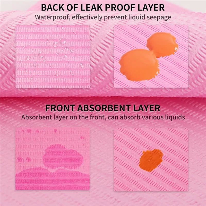 ABRB-منشفة ورقية للأظافر قابلة للطي 125 قطعة من سجادة الأظافر للاستعمال مرة واحدة، ورقة ممارسة أكريليك للطاولة، مجموعة سجادة أظافر باللون الوردي #3