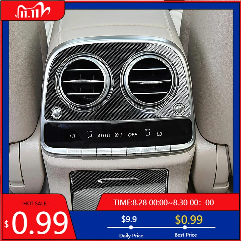 

Внутренние наклейки, задняя вентиляционная рамка для кондиционера, наклейка для Mercedes Benz S Class W222 2014-20, отделка с узором из углеродного волокна Interio