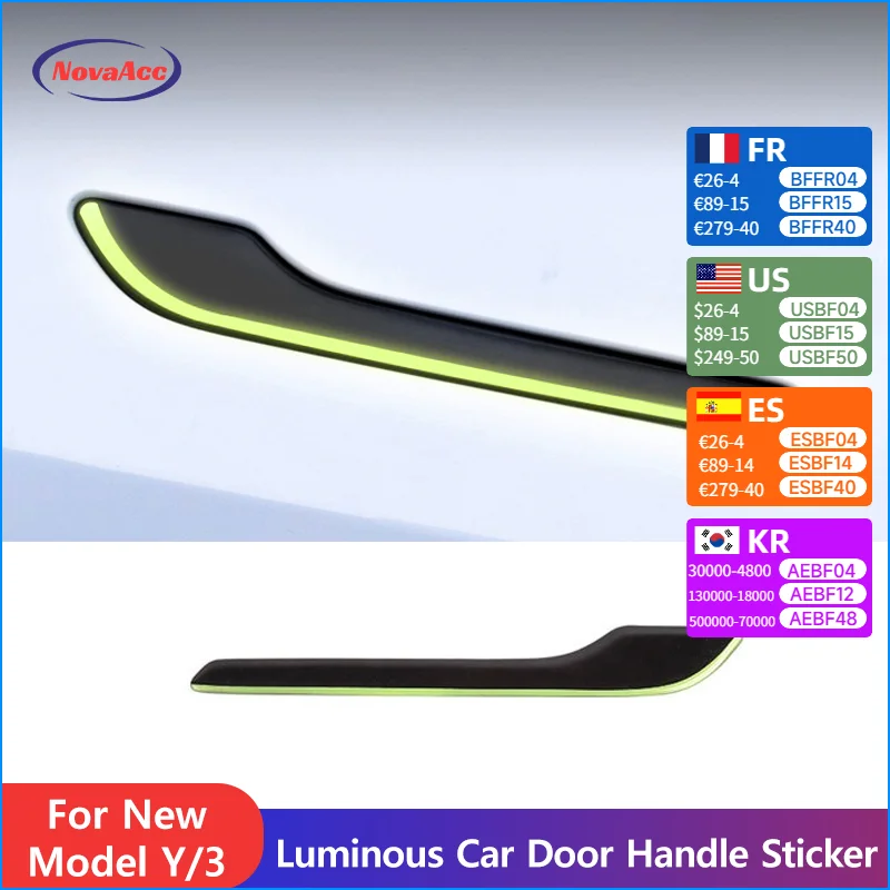 

Car Door Handle Sticker For Model Y Juniper/ For Model 3 Highland ﻿Scratch Resistant Luminous Glossy Matte No Residue Adhesive