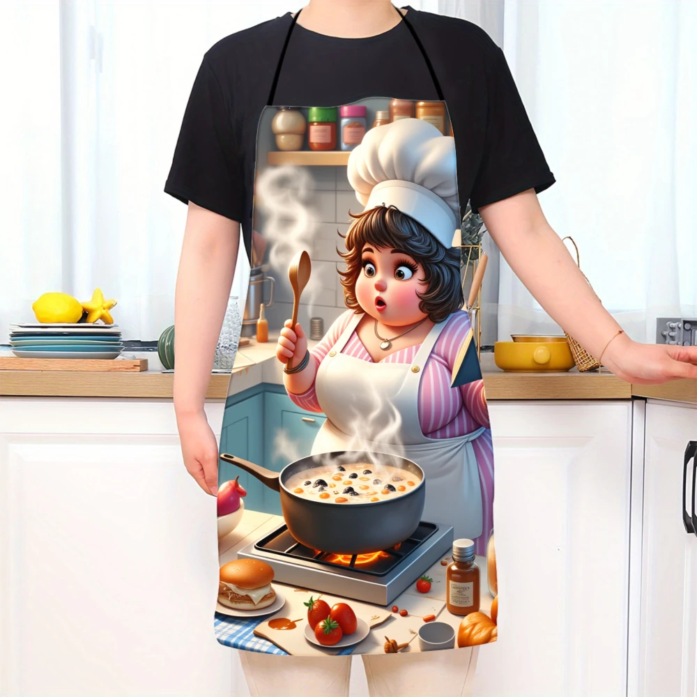 Chef Apron With Cooking Scene Design For Kitchen Use Fun And Colorful Apron For Cooking Enthusiasts