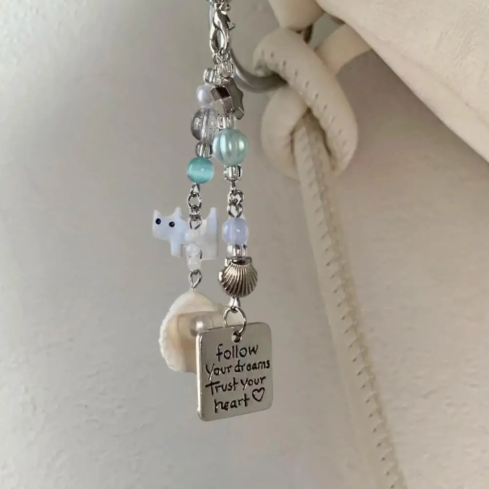 

Mobile Phone Straps Faux Pearl Beads Shell Cat Charm Camera Hanging Rope Versatile Phone Lanyard Decorative Backpack Pendant