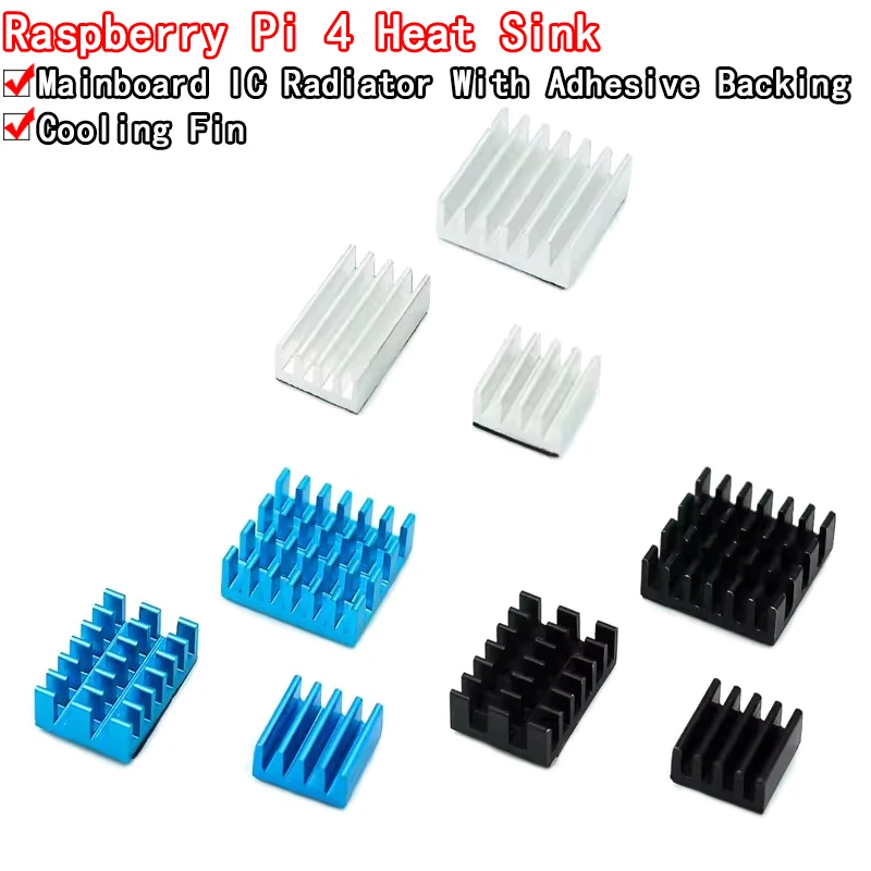 Raspberry Pi 4 Heat Sink Aluminum Metal Heatsink Silver Golden Blue Black Cooling Pad CPU RAM Cooler for Raspberry Pi 4 Model B