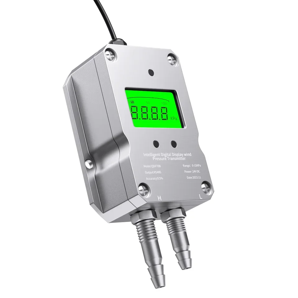 Differential Pressure Transmitter QDX50D-LCD 0-50pa 0-100pa 0-200pa 0-2Kpa Digital Differential Pressure Sensor 4-20mA 0-10V
