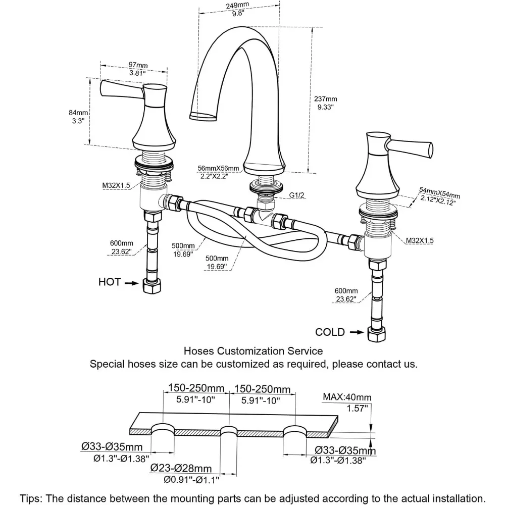 Roman Tub Faucet Deck Mount Tub Filler 2 Handles Oil Rubbed Bronze Bathtub Faucet Brass Bathroom Faucet