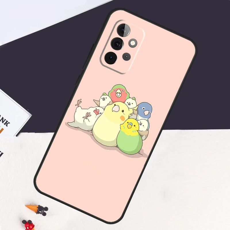 Chubby Cockatiel Parrot Bird Case For Samsung Galaxy A54 A34 A14 A53 A13 A33 A73 A12 A22 A32 A52 A52S A51 A71 A50 Cover Coque