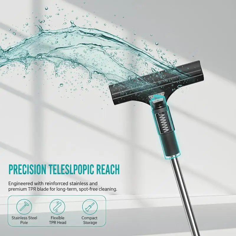 Telescopic Glass Cleaning Tool Portable Easy to Store for Car Rear View Mirror Window Fish Tank Algae Removal