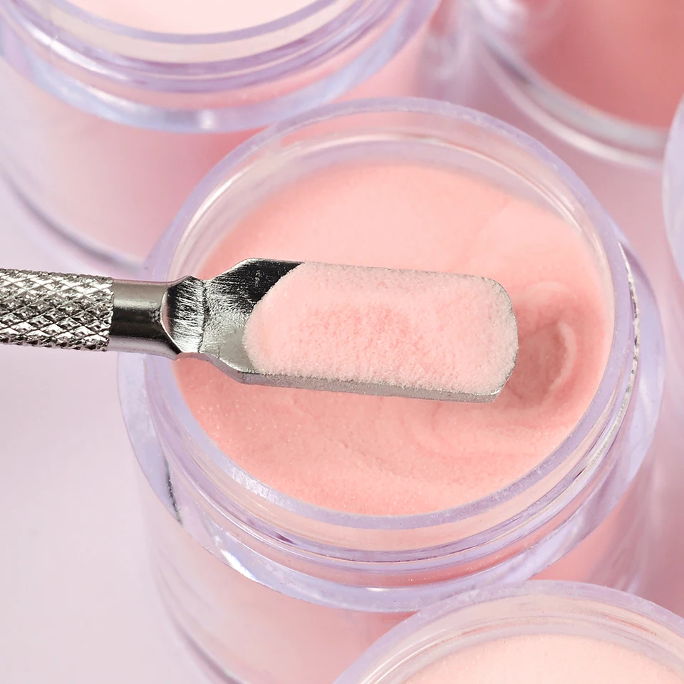 Polvo acrílico para uñas en 6 colores nude/rosa, 7g por frasco, para extensiones francesas, tallado 3D, inmersión y secado rápido 5