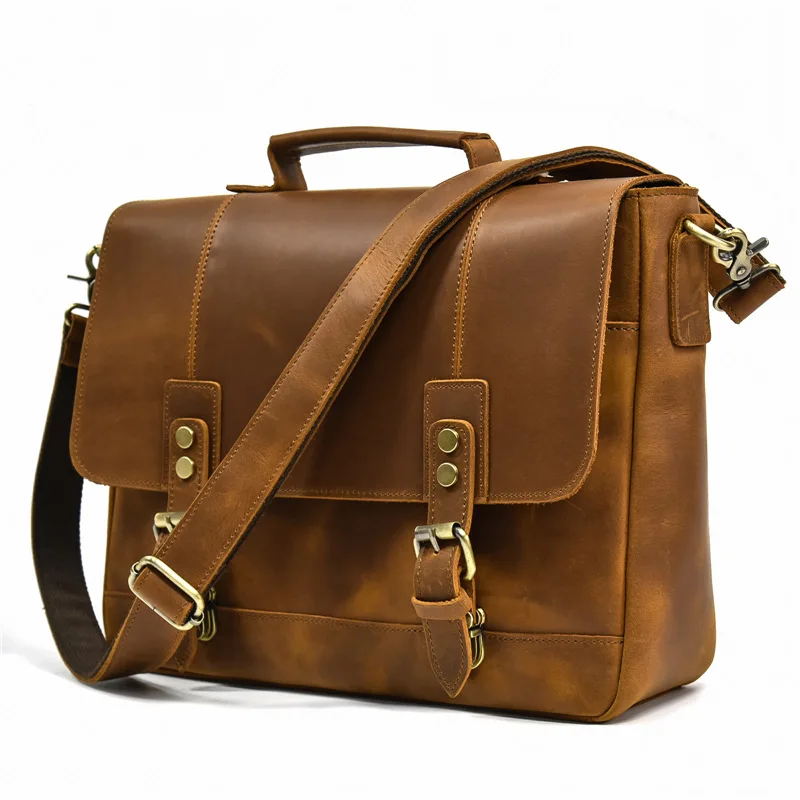 Men\'s Bag Laptop Bags For Men Leather Briefcase Handbags Men Office Bags Folder For A4 Documents Cow Leather Shoulder Bags