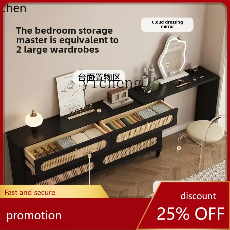 

HXL retro dresser chest cabinet integrated medium and ancient style solid wood dresser corner makeup table