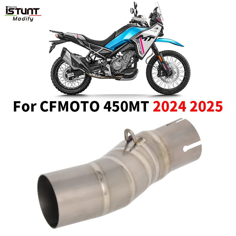 Slip On For CFMOTO 450 MT 450MT 2024 2025 Motorcycle Exhaust Muffler Escape Moto Modify 51mm Titanium alloy Middle Link Pipe