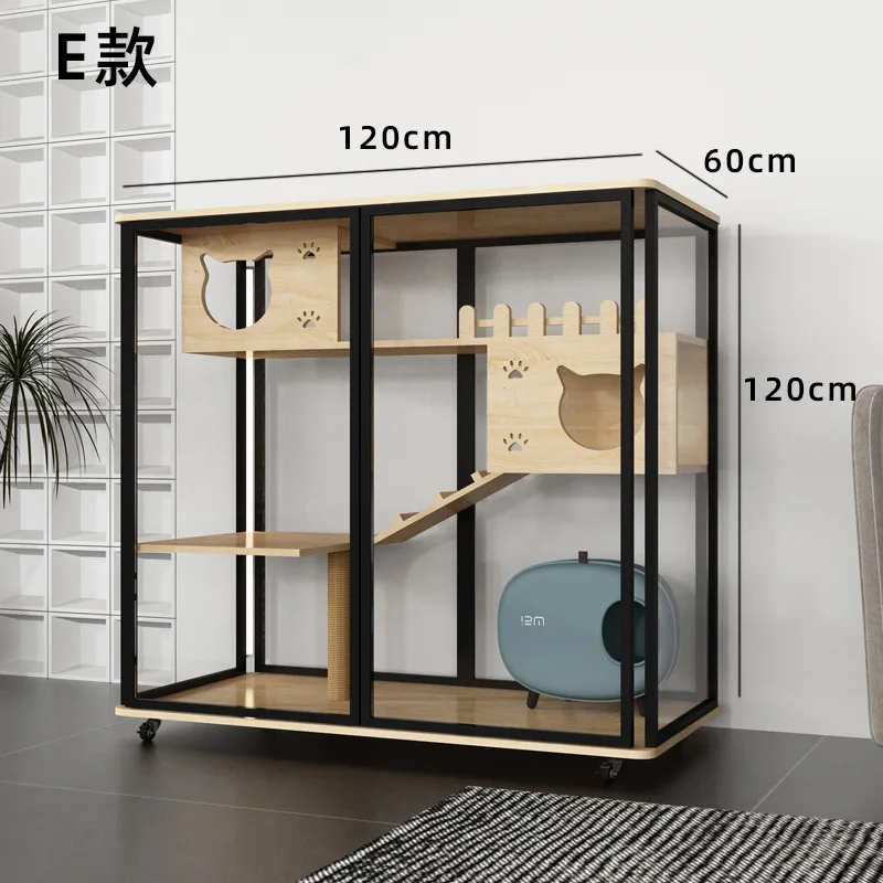 

Glass Cat Cage Villa Display Cabinet Luxury Double Deck Cattery Pet Cage Transparent Glass Cat House Cat Nest Cage