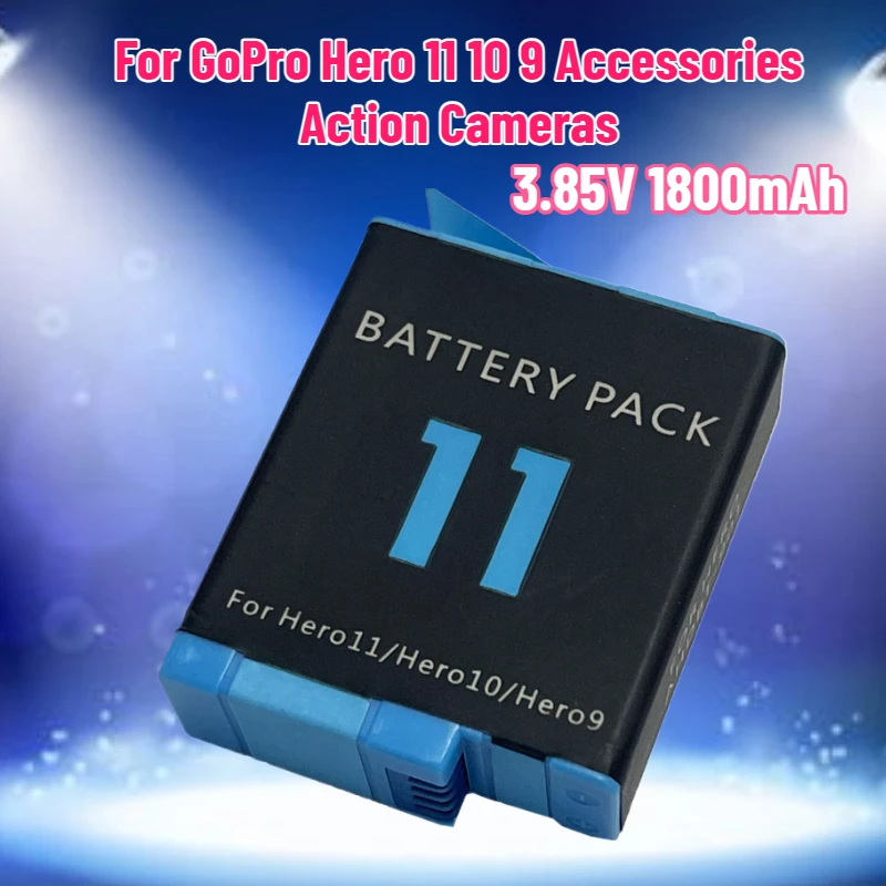 

3.85V 1800mAh for Hero11 Battery Fully Decoded for GoPro Hero 11 10 9 Accessories Action Cameras