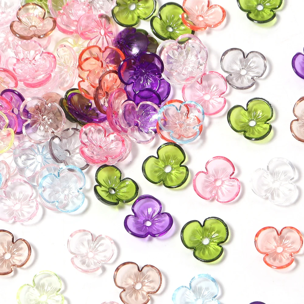 100 Stück/Lot farbige Blumenperlenkappen, lose Abstandshalter-Resinperlen für die Schmuckherstellung, DIY handgemachte Halsketten, Armbänder, Deko-Accessoires – Detail 13