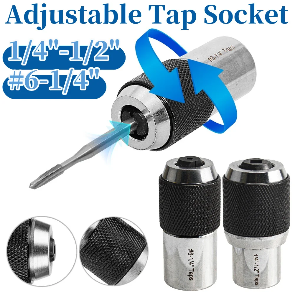 

Screw Tap Socket 3/8 inch Drive Hand Tool #6-1/4inch 1/4inch-1/2inch Tap Extractor Tool Extraction Tool with Adjustable Jaws