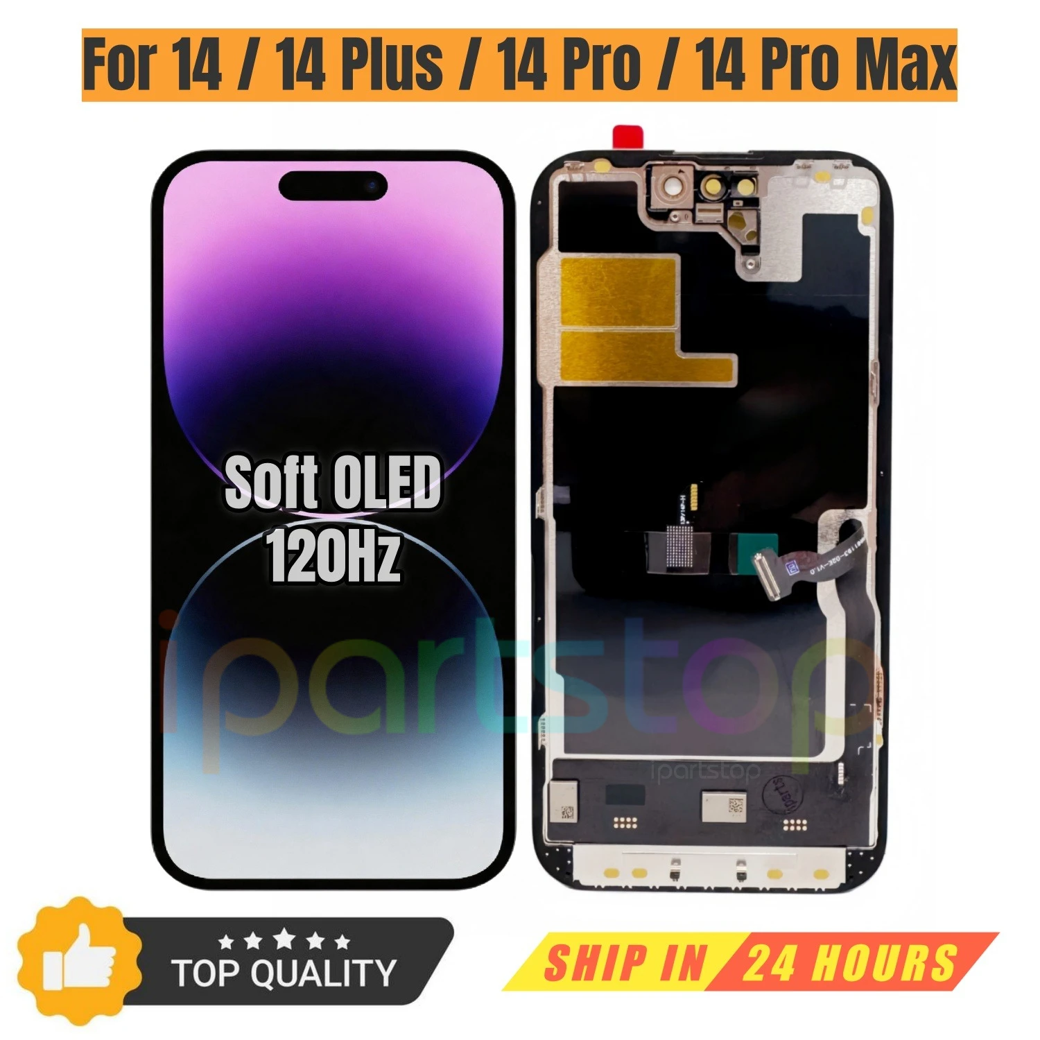 iParts Replacement Soft OLED LCD Screen Display Assembly for iPhone 14 Plus Pro Max 120HZ Support IC Removable 3D Touch Parts DD