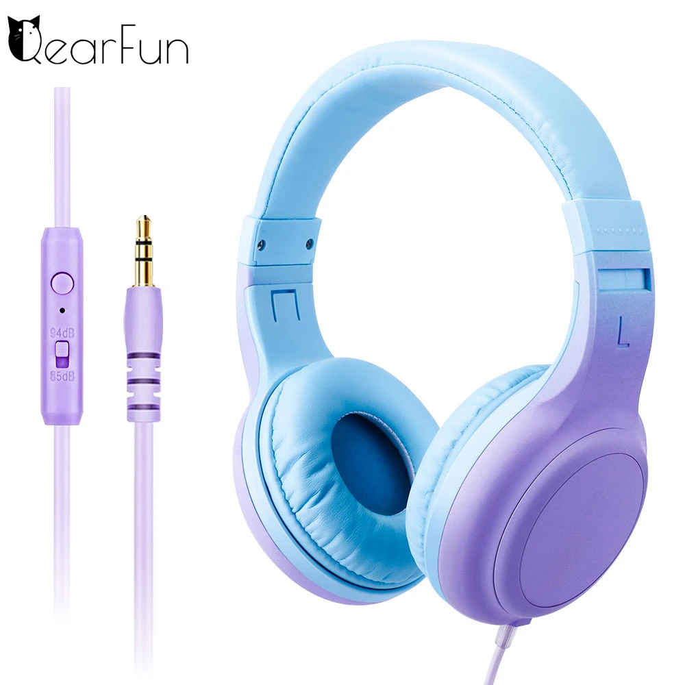 Auriculares con cable y micrófono para niños, audífonos estéreo con límite de volumen de 85dB, ideal para regalo, viaje en casa