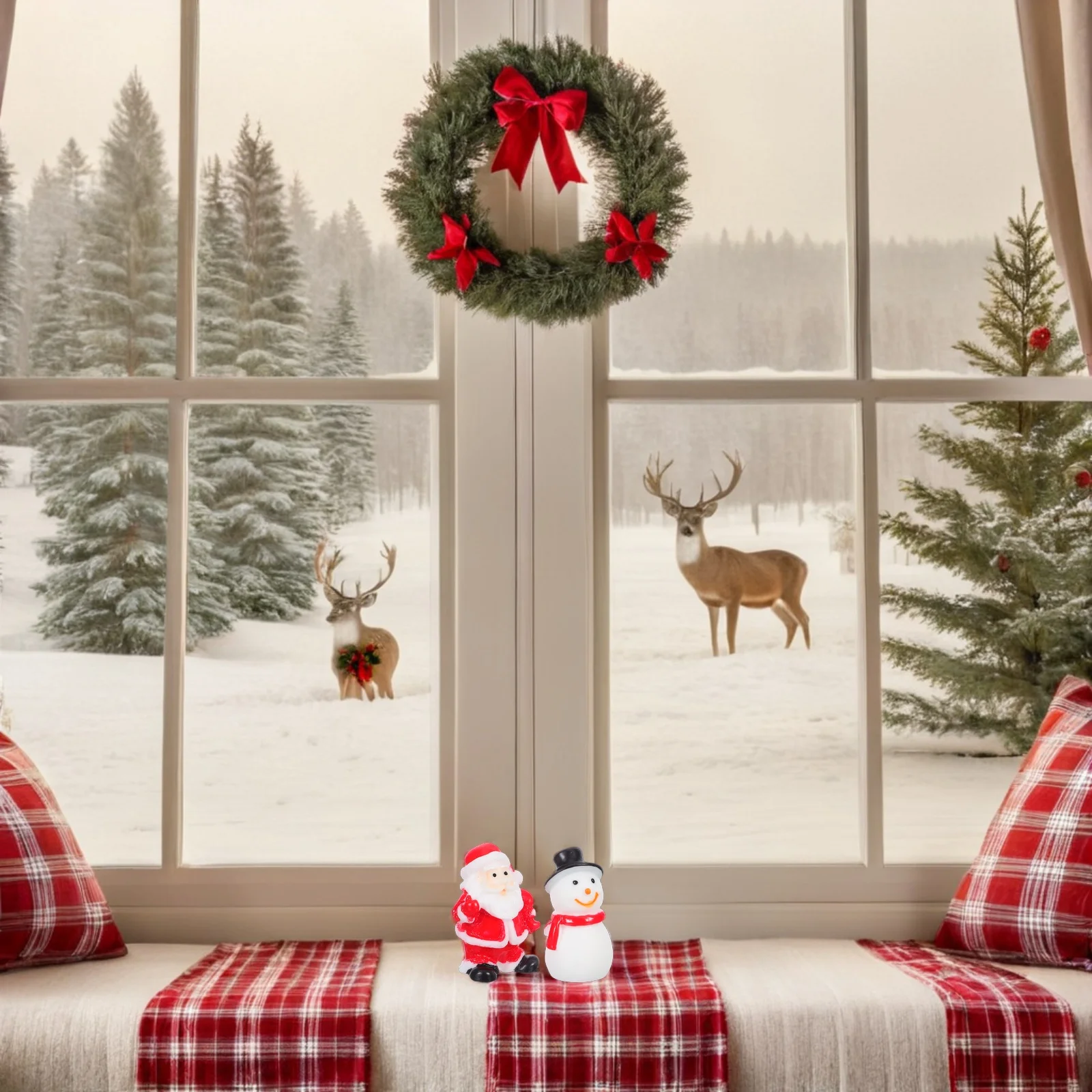 

12Pcs Christmas Mini Resin Snowman Santa Claus Ornaments Festive Holiday Tabletop Micro Landscape Resin Snowman Figurines