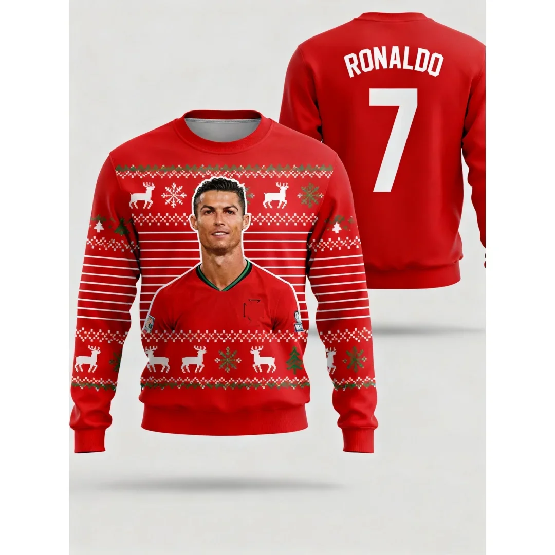 Ronaldo Character Graphic Hoodie Christmas-Style Hoodie Football Jersey Autumn Y2K Kid's Hoodies Men's And Women's Sweatshirts