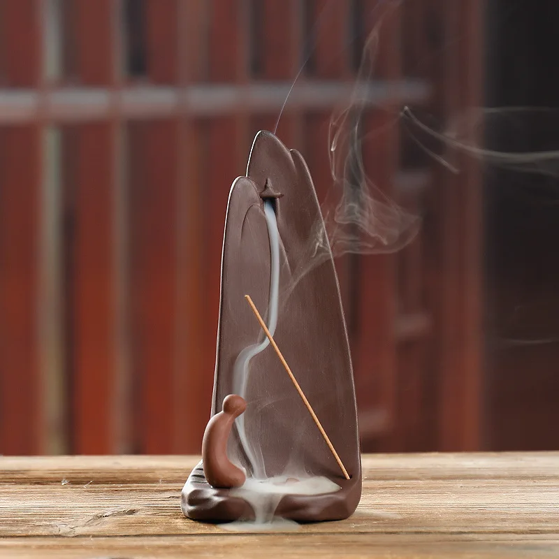 Original Ceramic Backflow Incense Burner Watching Mountains and Rivers Aromatherapy Burner Sandalwood Incense Home Decoration In