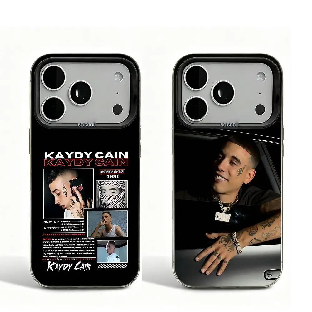 Funda de Teléfono Negra Mate K-Kaydy C-Cain CDMX para iPhone 12 11 14 13 17 16 15 Pro Max con Marco para Lente Grande