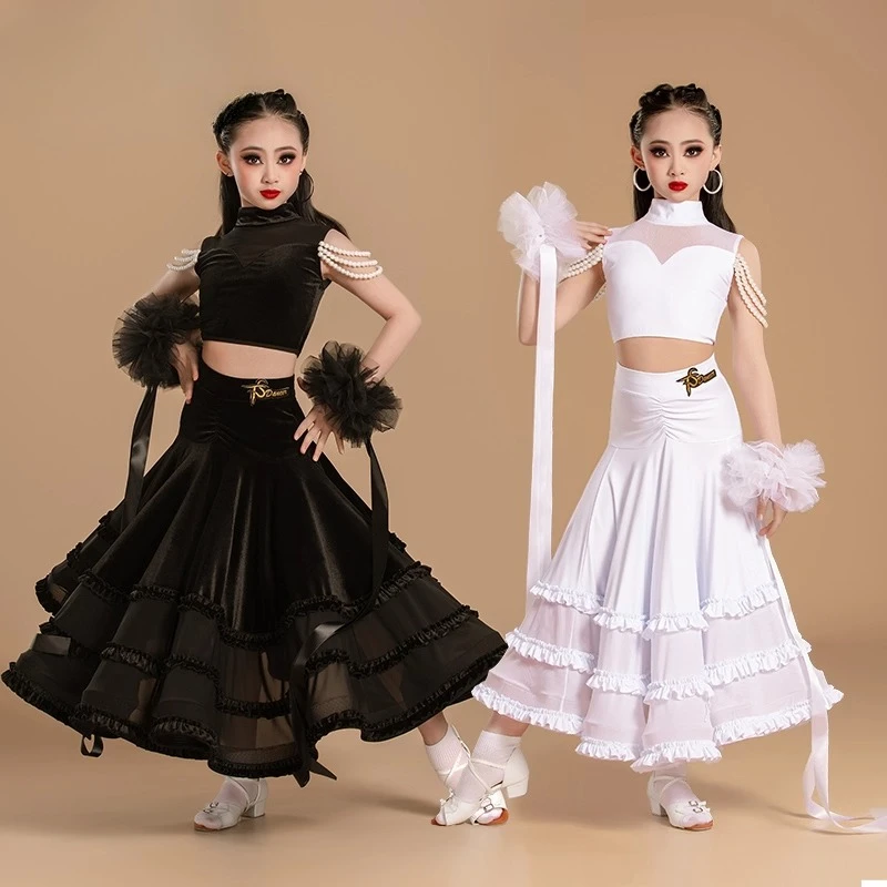 

Children's girls' modern dance costumes new waltz social dance skirts performance costumes and ballroom dance skirts
