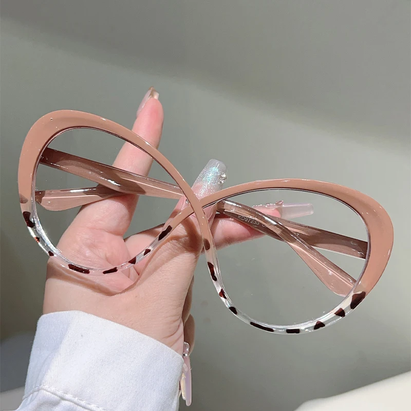 GM LUMIAS Cat Eye Glasses Women Chic Candy Color Decor Eyewear Trendy Brand Design Blue Light Blocking Patchwork Optical Frames