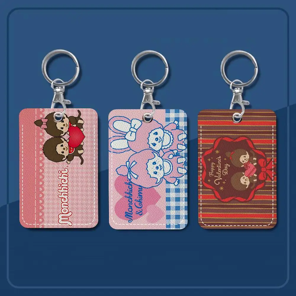 Popular Cute M-Monchhichi Keychain With Access Card Holder, Bus Pass & Meal Card ID Bank Card Protective Case For Security