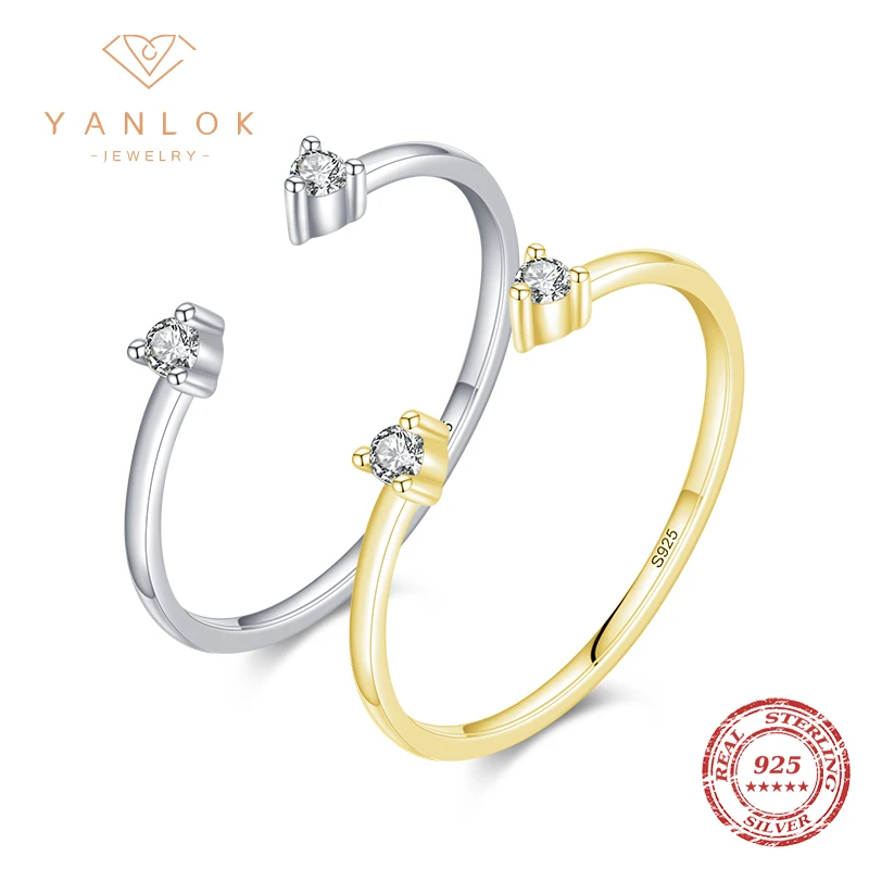 YANLOK Open Size Simple Daily Stacking Rings Office Party Gift Basic Cubic Zirconia Ring For Women Statement Fine Jewelry