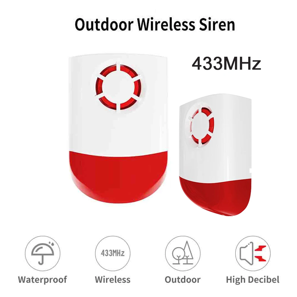 

CPVAN 433 МГц уличная беспроводная сирена 110 дБ уличная вспышка сигнализация для Tuya умный дом охранная сигнализация