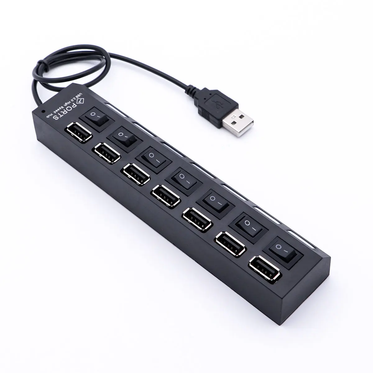 

7 Port USB 2.0 Hub Downward Compatible with Usb1.1 Multiple Device Connection Support for Printers External Drives Cameras and
