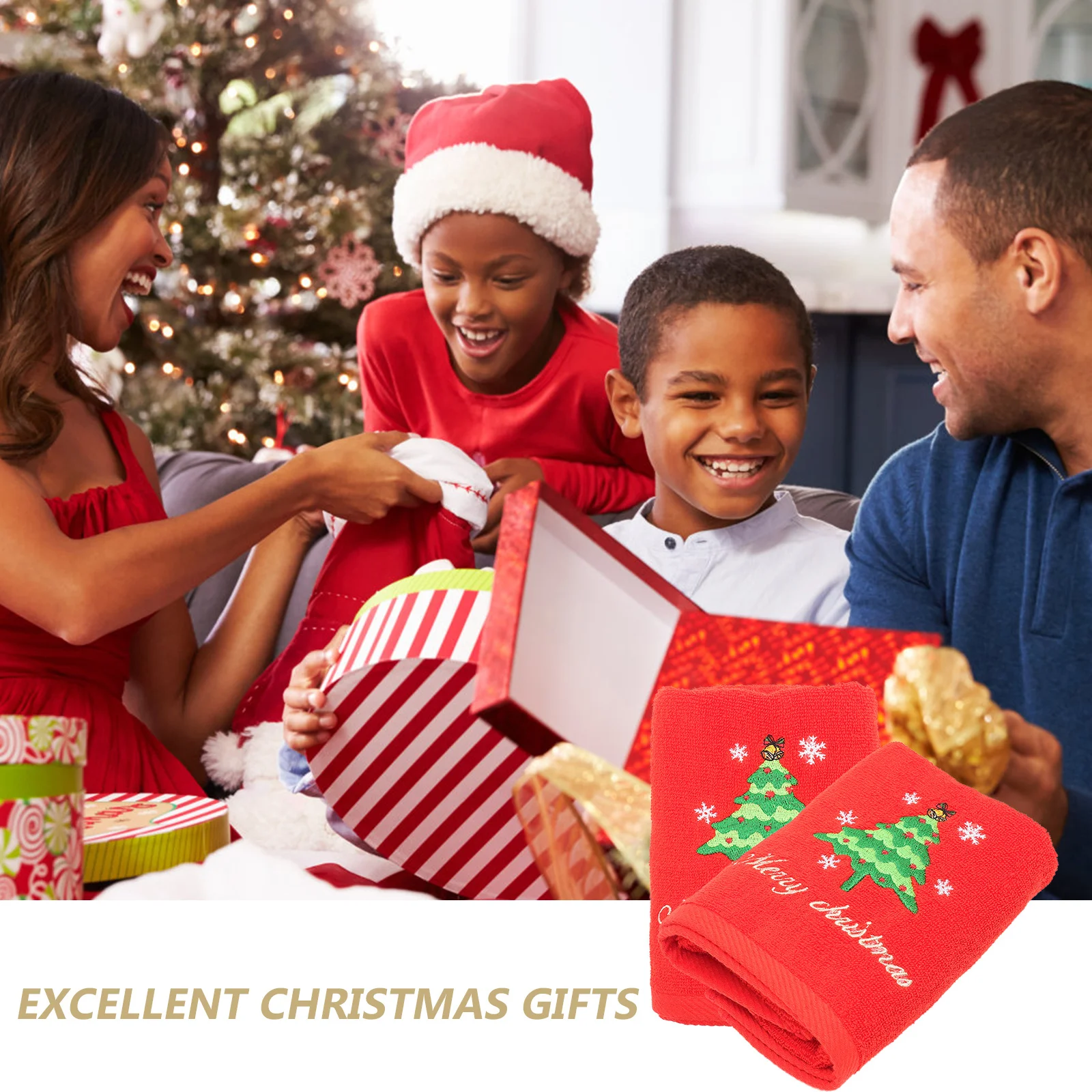 2 قطعة منشفة اليد الصغيرة الحمراء لعيد الميلاد، مناشف حمام عيد الميلاد، مطرزة بشكل إبداعي لطيف