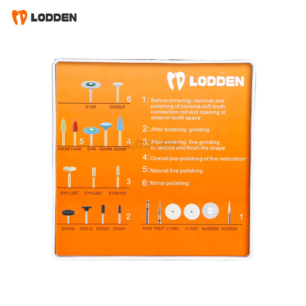 Picture 6: Lodden Dental Zirconia Lithium Disilicate Polishing Kit Dental dril Ceramic Diamond Material Tool Grinding Polisher Burs Set