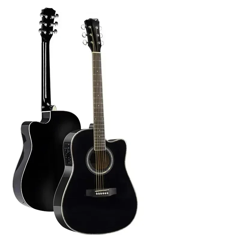 41-Inch Folk Electric EQ Acoustic Guitar with Rosewood Back/Side and Ebony Fingerboard for Beginner Adults Practice