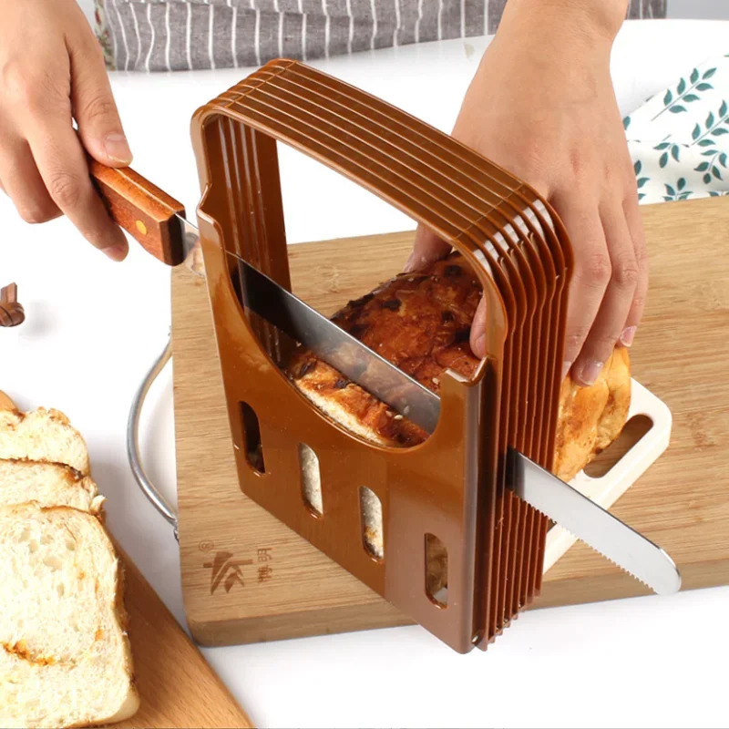 

Foldable Toast Bread Slicer Plastic Loaf Cut Rack Cutting Guide Slicing Tool Kitchen Accessories Practical Cakes Split Tools New