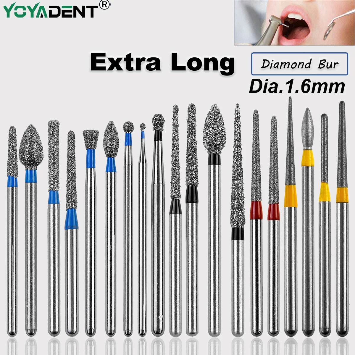 

10Pcs/Pack FG Dental Diamond Burs Extra Long Dentistry Strawberries High Speed Burs Dental Lab Polishing Tools Dia.1.6mm