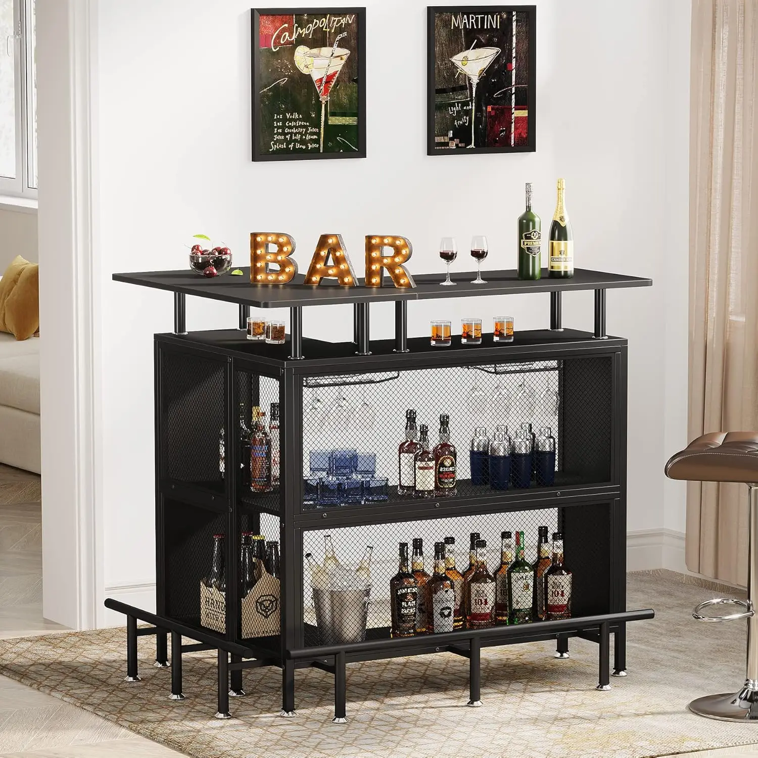 Home Bar Unit Mini Liquor Table Cabinet