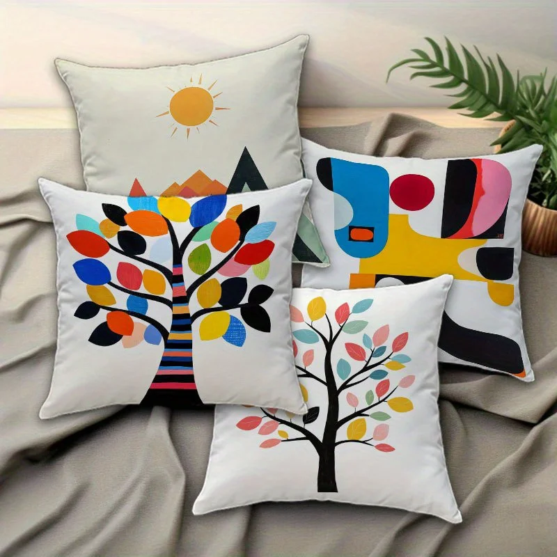 Bright and abstract geometry digital printing pillow cover Short plush Suitable living rooms bedrooms sofas throw cushion cover