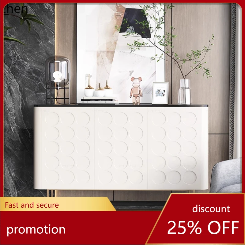 

CZ multi-layer shoe entrance cabinet integrated against the wall modern simple rock slab solid wood side cabinet