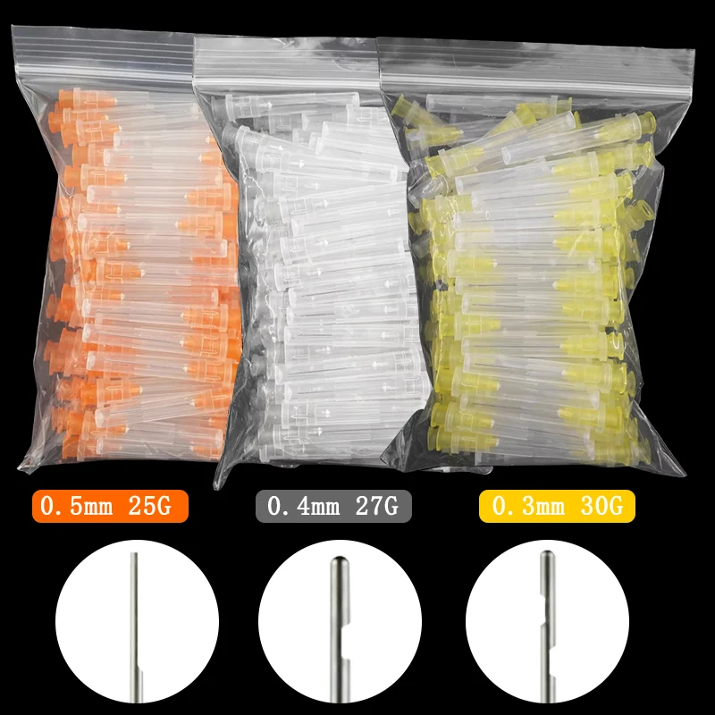 100Pcs/Bag 25G/27G/30G Dental Endo Irrigation Needle Tip Endo Syringe Root Canal Washing Needle Tip Dentistry Materials