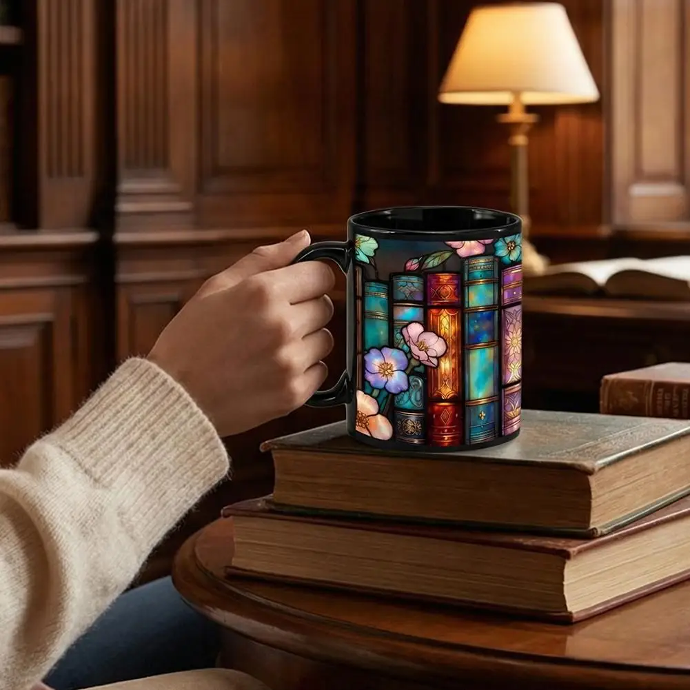 Book Mug Painted Book Coffee Cup Tea Mug Drinkware Tumbler Funny Decor Desk Accessories For Readers Women Librarian Birthday