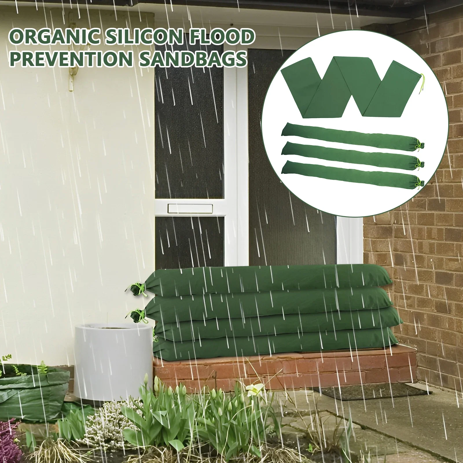 

4 многоразовые длинные мешки для песка из холщовой ткани большой вместимости для защиты от наводнений с эластичной лентой, барьер от дождевой воды, мешки для песка от наводнений