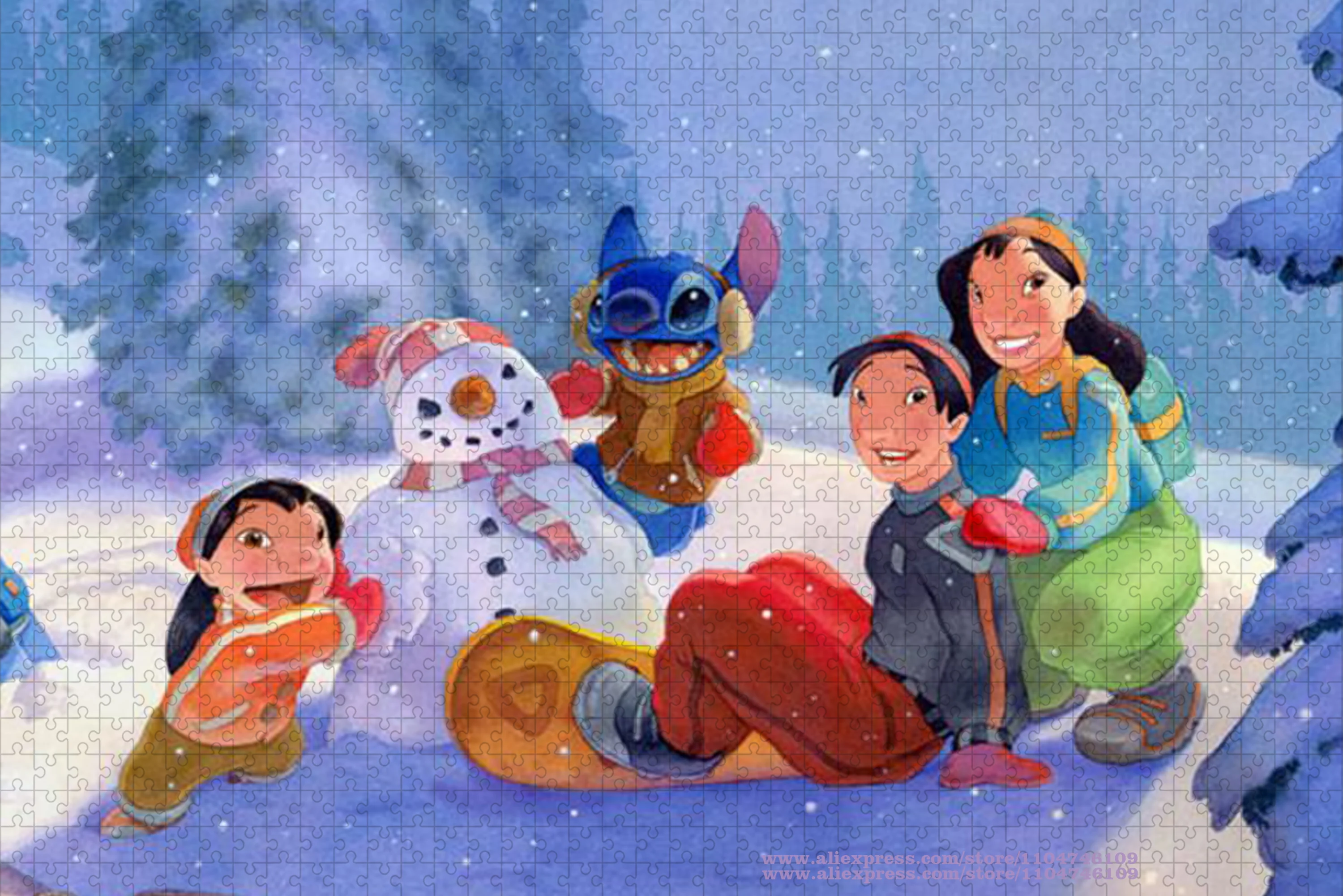 Пазл Disney Anime Lilo & Stitch 108/200/300/500/1000/1500 шт. интеллектуальные пазлы для детей, новогодний рождественский подарок