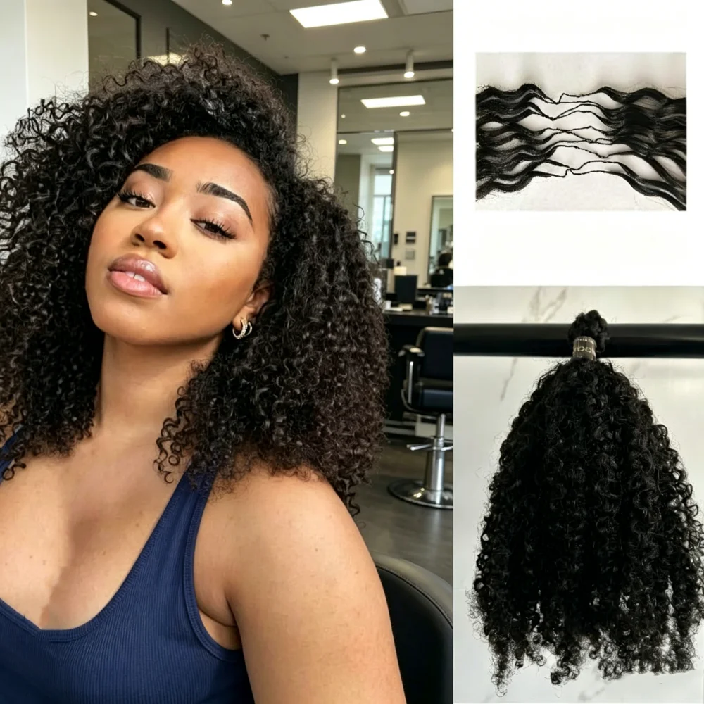 Feather Crochet Human Hair Kinky Curly Knotless Pre‑Separated Invisible Crochet Bundles Lightweight Extensions For Women Natural